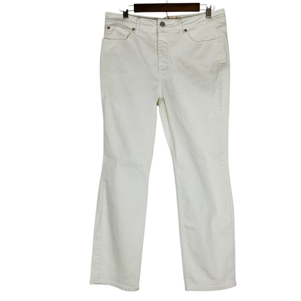 Soft Surroundings Ultimate Denim Straight Leg Ankle Jeans Sz 12 White 27" Inseam